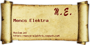 Mencs Elektra névjegykártya